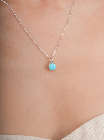 December Birthstone Necklace Turquoise S925 Silver Rhodium (3) – Mondays Made Flower & Birthstone Jewelry Singapore