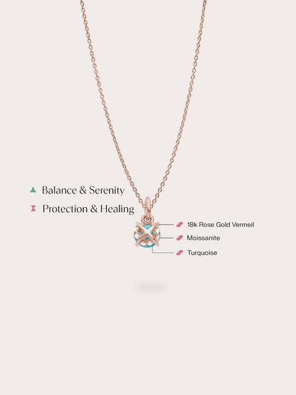 December Birthstone Necklace Turquoise 18K Rose Gold (4) – Mondays Made Flower & Birthstone Jewelry Singapore