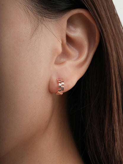 Duo Link Chain Hoop Earrings 18K Rose Gold (3) – Mondays Made Flower & Birthstone Jewelry Singapore