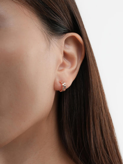 Duo Link Chain Hoop Earrings 18K Rose Gold (1) – Mondays Made Flower & Birthstone Jewelry Singapore