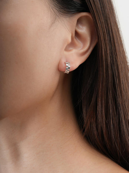 Duo Link Chain Hoop Earrings S925 Silver Rhodium (1) – Mondays Made Flower & Birthstone Jewelry Singapore