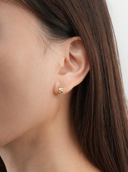 Duo Link Chain Hoop Earrings 18K Gold (2) – Mondays Made Flower & Birthstone Jewelry Singapore