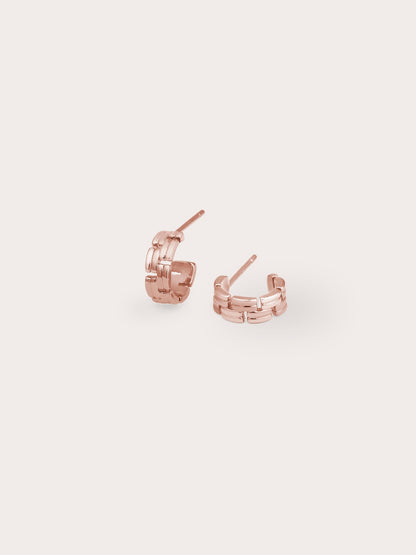 Duo Link Hoop 18K Rose Gold Flat – Mondays Made Flower & Birthstone Jewelry Singapore