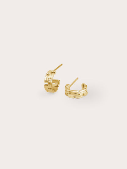 Duo Link Hoop 18K Gold Flat – Mondays Made Flower & Birthstone Jewelry Singapore