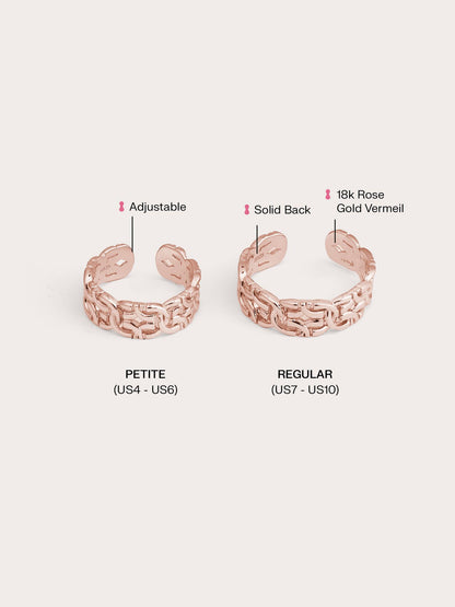 Entwined Chain Ring 18K Rose Gold Big Small – Mondays Made Flower & Birthstone Jewelry Singapore