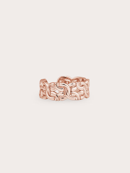 Entwined Chain Ring 18K Rose Gold Close Up – Mondays Made Flower & Birthstone Jewelry Singapore