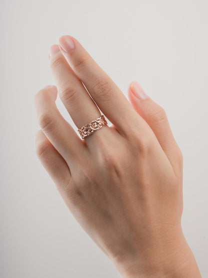 Entwined Chain Ring 18K Rose Gold (1) – Mondays Made Flower & Birthstone Jewelry Singapore