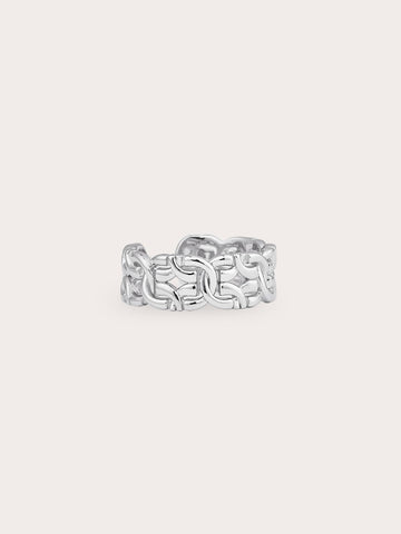 Entwined Chain Ring S925 Silver Rhodium Close Up – Mondays Made Flower & Birthstone Jewelry Singapore