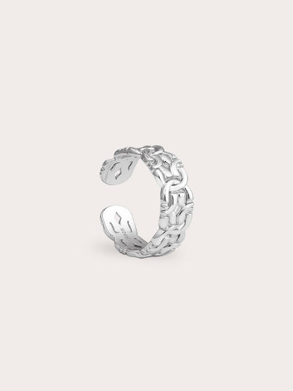 Entwined Chain Ring S925 Silver Rhodium (3) – Mondays Made Flower & Birthstone Jewelry Singapore