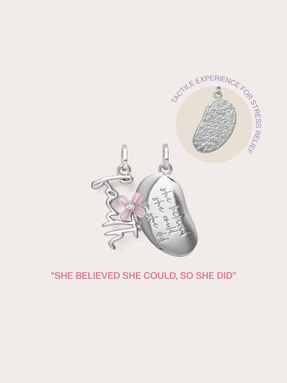 Faith Charm S925 Silver Rhodium – Mondays Made Flower & Birthstone Jewelry Singapore