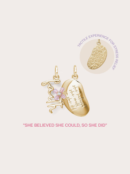Faith Charm 18K Gold – Mondays Made Flower & Birthstone Jewelry Singapore