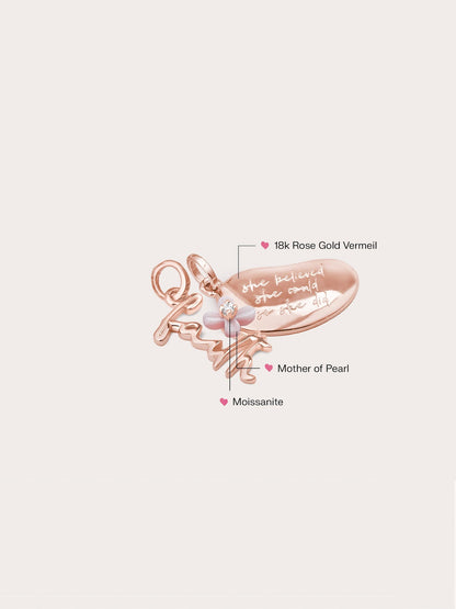 Faith Charm Set Flat 18K Rose Gold – Mondays Made Flower & Birthstone Jewelry Singapore
