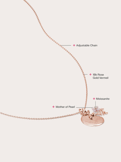 Faith Necklace Set Flat 18K Rose Gold – Mondays Made Flower & Birthstone Jewelry Singapore