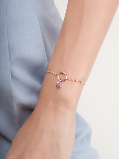 February Birthstone Charm Amethyst 18K Rose Gold (2) – Mondays Made Flower & Birthstone Jewelry Singapore