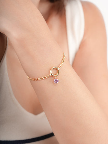 February Birthstone Charm Amethyst 18K Gold (2) – Mondays Made Flower & Birthstone Jewelry Singapore