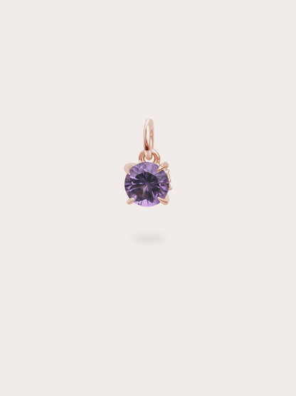 February Birthstone Charm Amethyst 18K Rose Gold (1) – Mondays Made Flower & Birthstone Jewelry Singapore