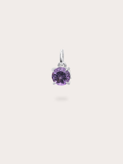 February Birthstone Charm Amethyst S925 Silver Rhodium (1) – Mondays Made Flower & Birthstone Jewelry Singapore