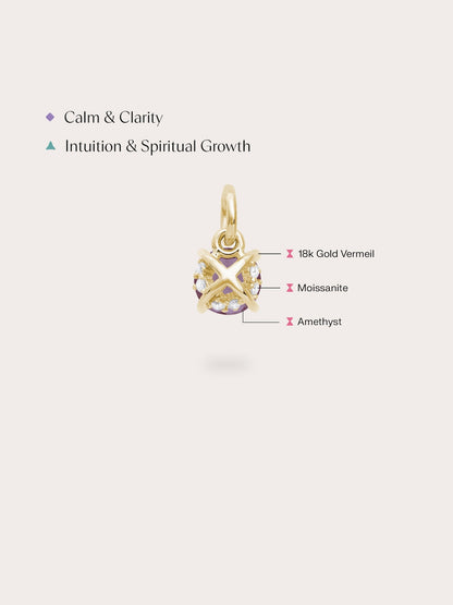 February Birthstone Charm Amethyst 18K Gold (4) – Mondays Made Flower & Birthstone Jewelry Singapore
