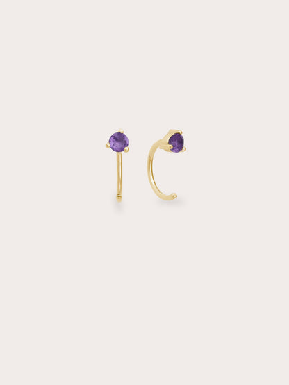 February Birthstone Hoops Amethyst 18K Gold (1) – Mondays Made Flower & Birthstone Jewelry Singapore