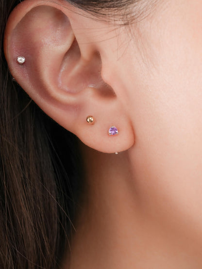 February Birthstone Mini Hoop Earrings Amethyst S925 Silver Rhodium (1) – Mondays Made Flower & Birthstone Jewelry Singapore