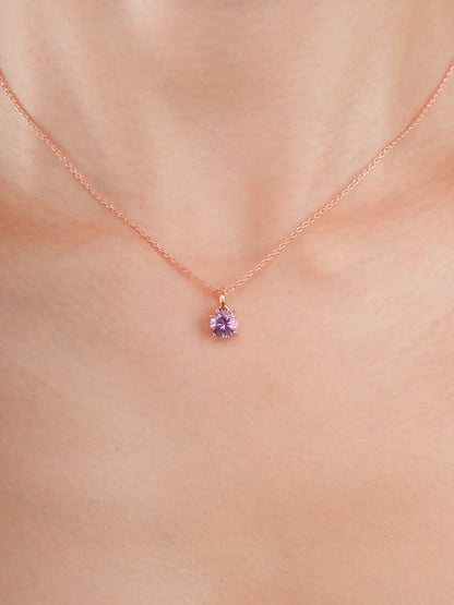 February Birthstone Necklace Amethyst 18K Rose Gold (3) – Mondays Made Flower & Birthstone Jewelry Singapore