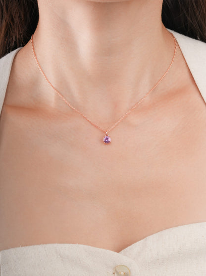 February Birthstone Necklace Amethyst 18K Rose Gold (2) – Mondays Made Flower & Birthstone Jewelry Singapore