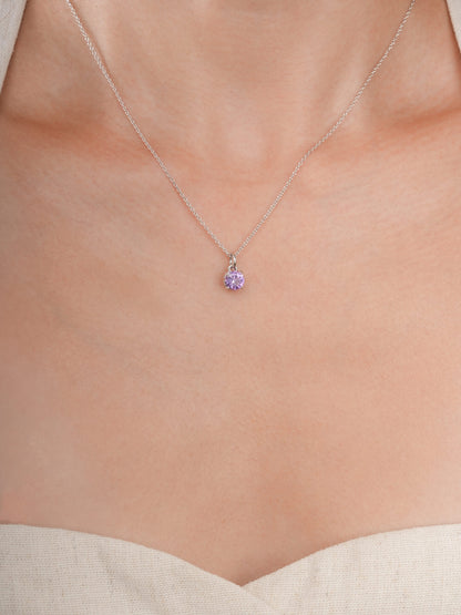 February Birthstone Necklace Amethyst S925 Silver Rhodium (2) – Mondays Made Flower & Birthstone Jewelry Singapore