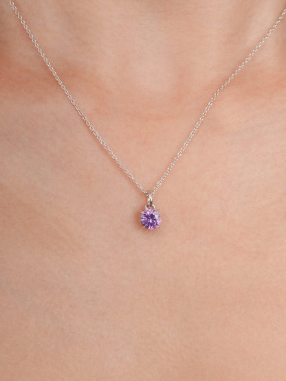 February Birthstone Necklace Amethyst S925 Silver Rhodium (3) – Mondays Made Flower & Birthstone Jewelry Singapore