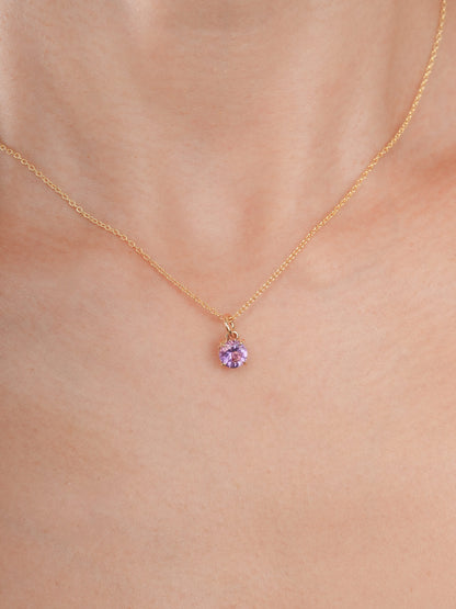 February Birthstone Necklace Amethyst 18K Gold (2) – Mondays Made Flower & Birthstone Jewelry Singapore