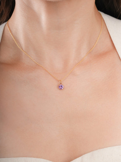 February Birthstone Necklace Amethyst 18K Gold (3) – Mondays Made Flower & Birthstone Jewelry Singapore