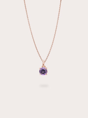 February Birthstone Necklace Amethyst 18K Rose Gold (1) – Mondays Made Flower & Birthstone Jewelry Singapore