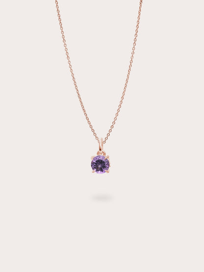 February Birthstone Necklace Amethyst 18K Rose Gold (1) – Mondays Made Flower & Birthstone Jewelry Singapore