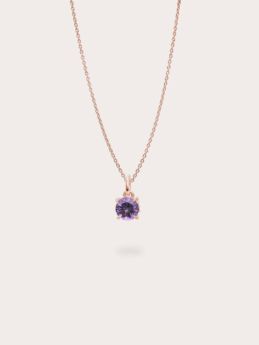 February Birthstone Necklace Amethyst 18K Rose Gold (1) – Mondays Made Flower & Birthstone Jewelry Singapore