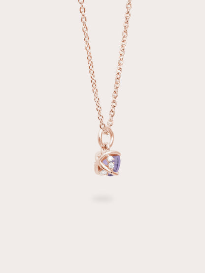 February Birthstone Necklace Amethyst 18K Rose Gold (5) – Mondays Made Flower & Birthstone Jewelry Singapore