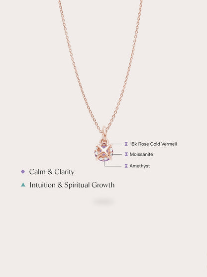 February Birthstone Necklace Amethyst 18K Rose Gold (4) – Mondays Made Flower & Birthstone Jewelry Singapore