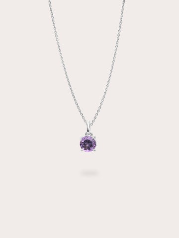 February Birthstone Necklace Amethyst S925 Silver Rhodium (1) – Mondays Made Flower & Birthstone Jewelry Singapore