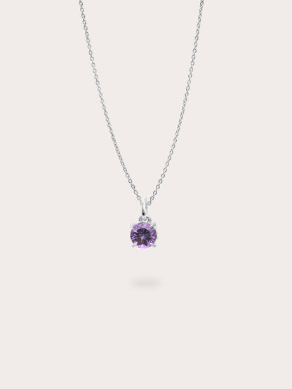 February Birthstone Necklace Amethyst S925 Silver Rhodium (1) – Mondays Made Flower & Birthstone Jewelry Singapore