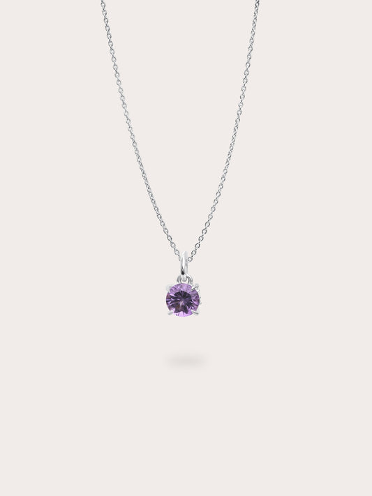 February Birthstone Necklace Amethyst S925 Silver Rhodium (1) – Mondays Made Flower & Birthstone Jewelry Singapore