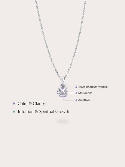 February Birthstone Necklace Amethyst S925 Silver Rhodium (4) – Mondays Made Flower & Birthstone Jewelry Singapore