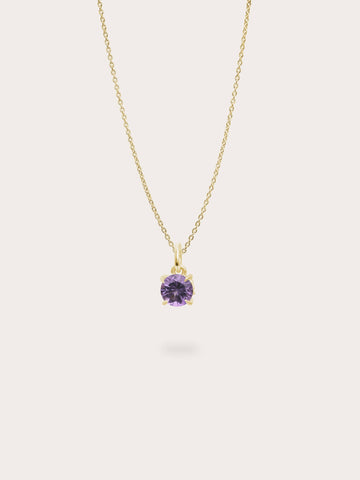 February Birthstone Necklace Amethyst 18K Gold (1) – Mondays Made Flower & Birthstone Jewelry Singapore