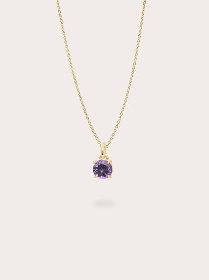 February Birthstone Necklace Amethyst 18K Gold (1) – Mondays Made Flower & Birthstone Jewelry Singapore