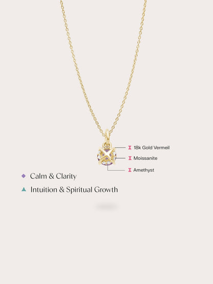 February Birthstone Necklace Amethyst 18K Gold (4) – Mondays Made Flower & Birthstone Jewelry Singapore