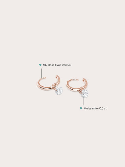 Floating Mois Huggies 18K Rose Gold (2) – Mondays Made Flower & Birthstone Jewelry Singapore