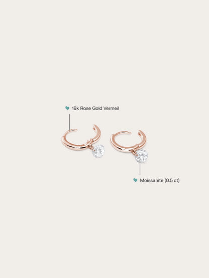Floating Moissanite Huggie Earrings