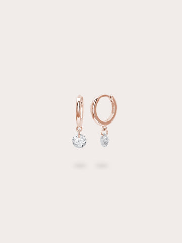 Floating Mois Huggies 18K Rose Gold (1) – Mondays Made Flower & Birthstone Jewelry Singapore