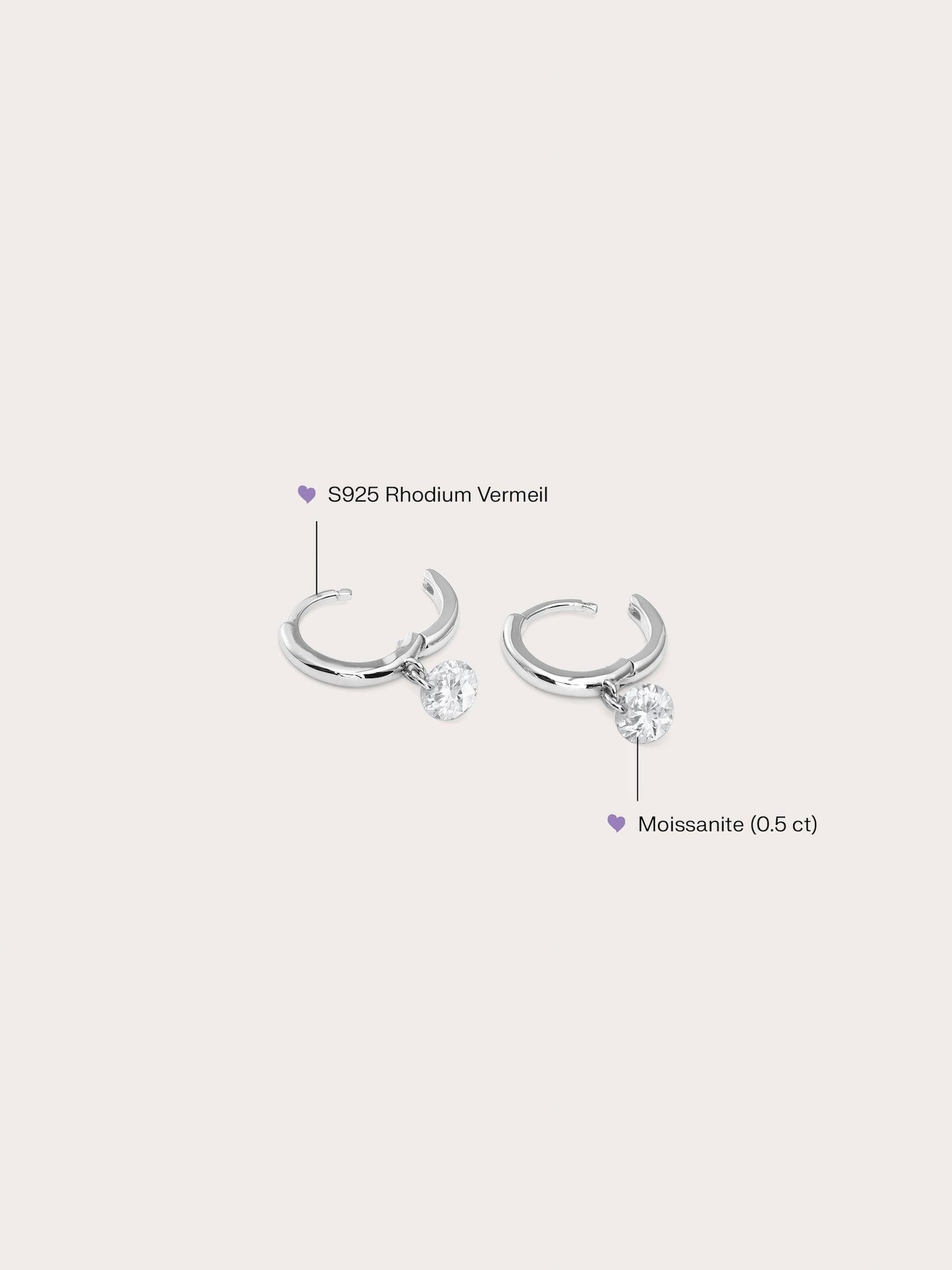 Floating Moissanite Huggie Earrings