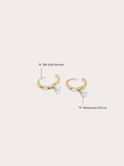 Floating Mois Huggies 18K Gold (2) – Mondays Made Flower & Birthstone Jewelry Singapore
