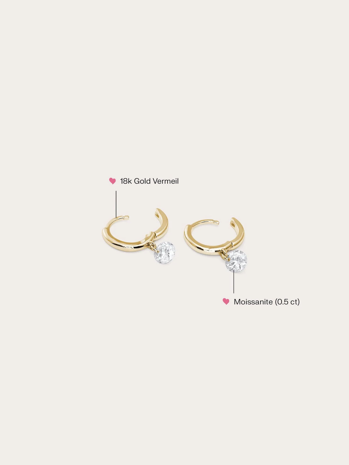 Floating Moissanite Huggie Earrings