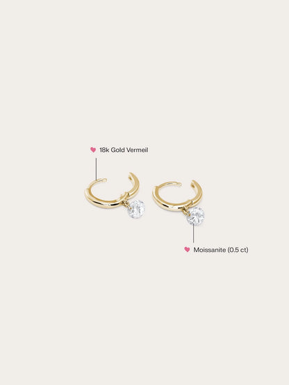 Floating Moissanite Huggie Earrings