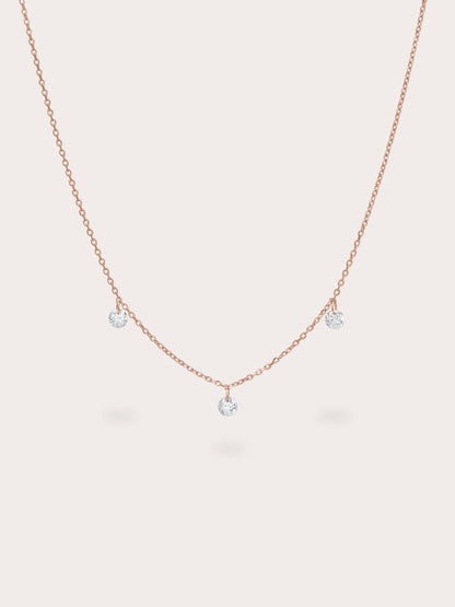 Floating Mois Trio Necklace 18K Rose Gold (1) – Mondays Made Flower & Birthstone Jewelry Singapore